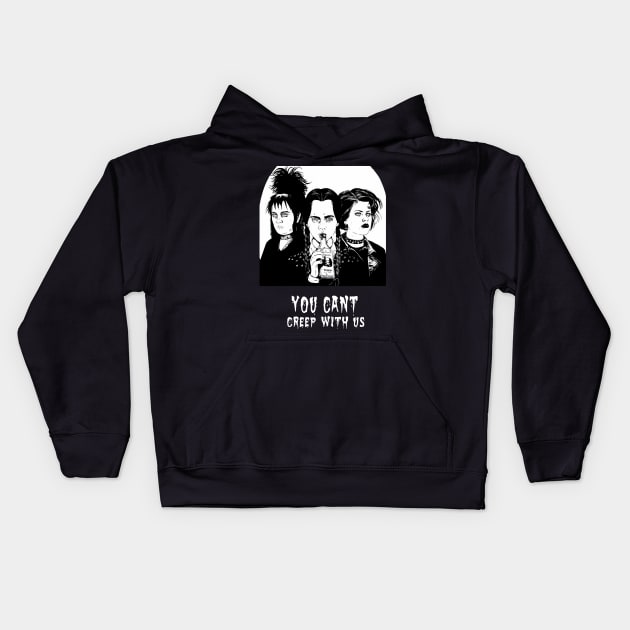 You Cant Creep With Us Wednesday Lydia Deetz Nancy Gothic Grunge Punk Spooky Halloween Gift Kids Hoodie by Prolifictees